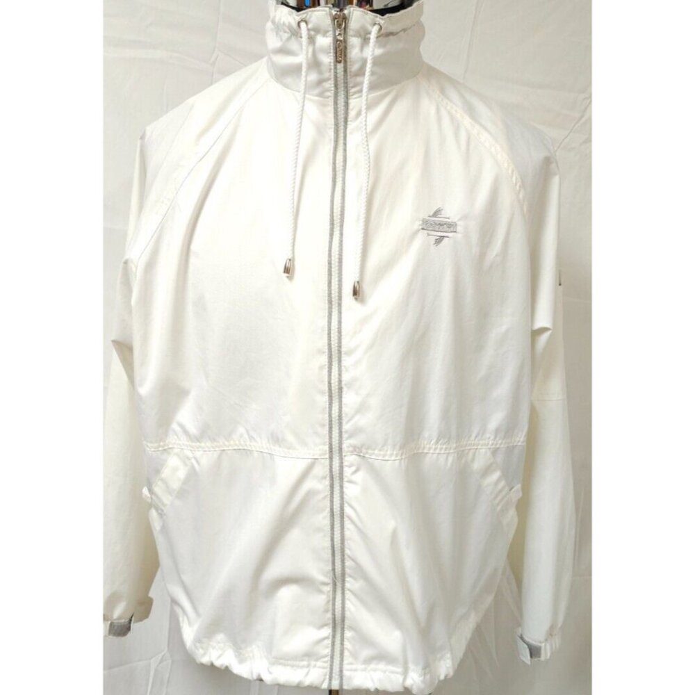 Catalina Womens Large Cream Full Zip Mesh Lined Logo Windbreaker Boating Jacket